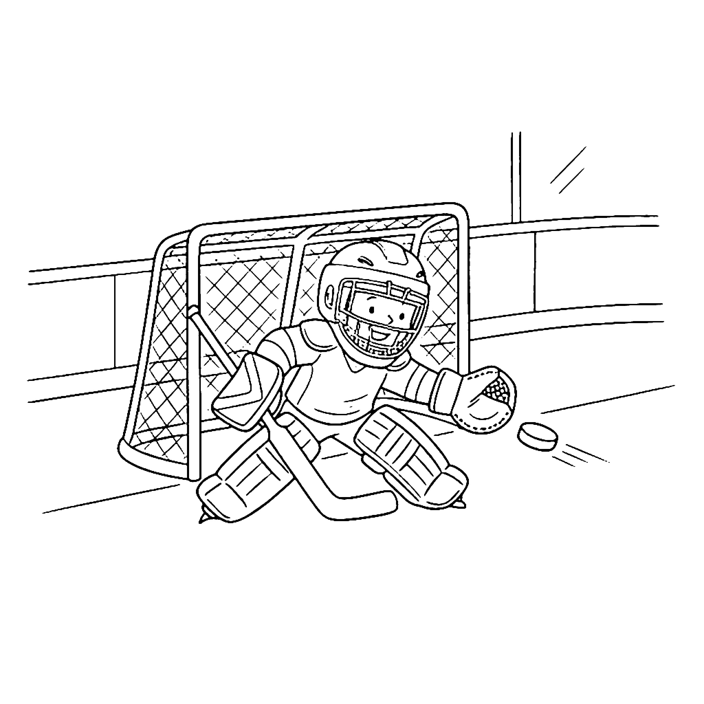 Hockey Goalie Save coloring page outline