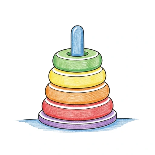 Stacking Rings coloring page: Stacking Rings, colored example