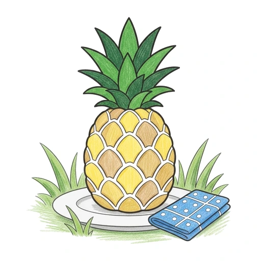 Pineapple Picnic Plate, colored example