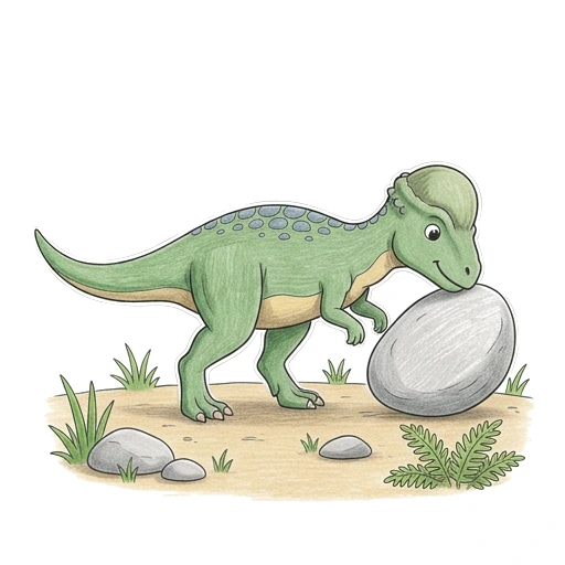 Pachycephalosaurus Pebble Push, colored example