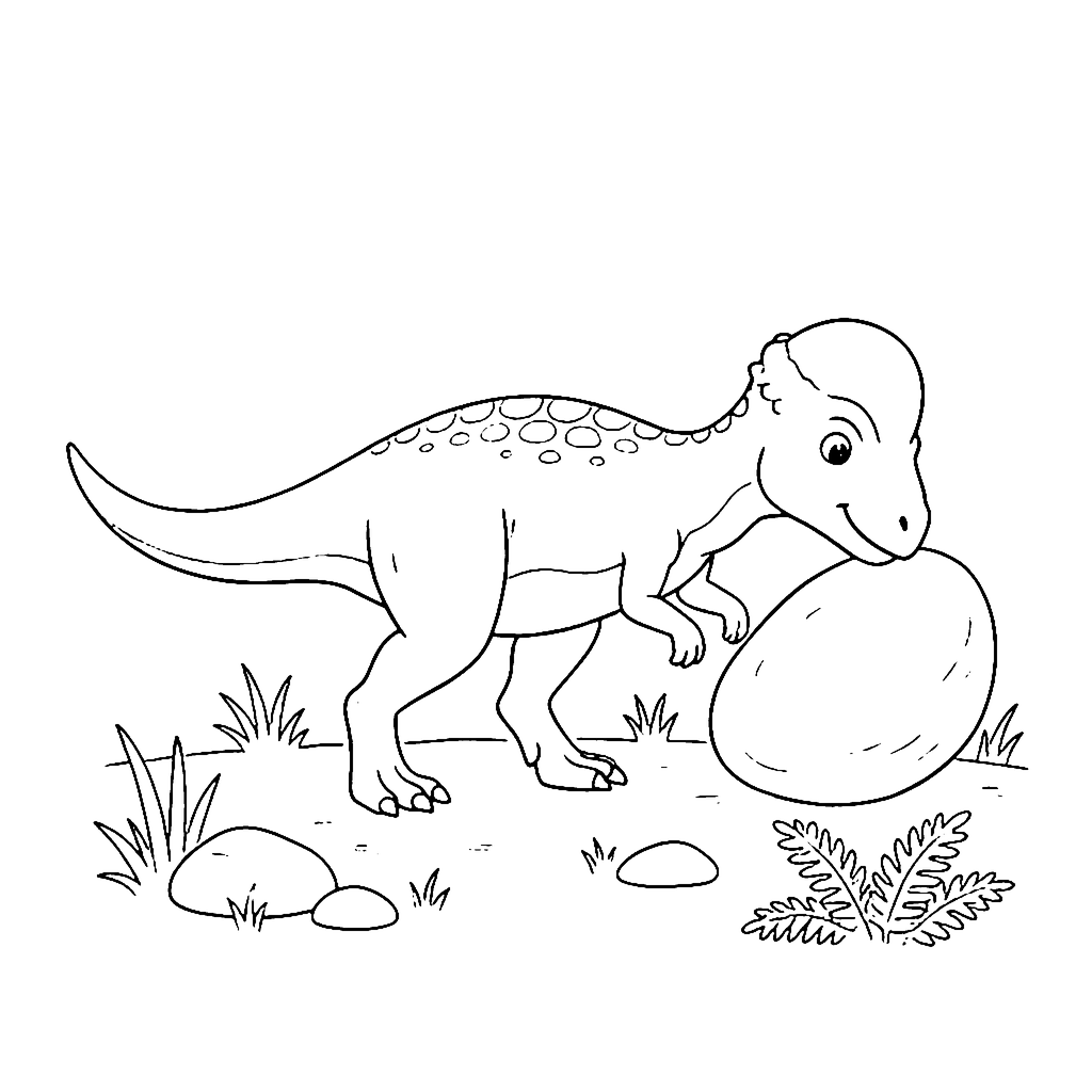 Pachycephalosaurus Pebble Push coloring page outline