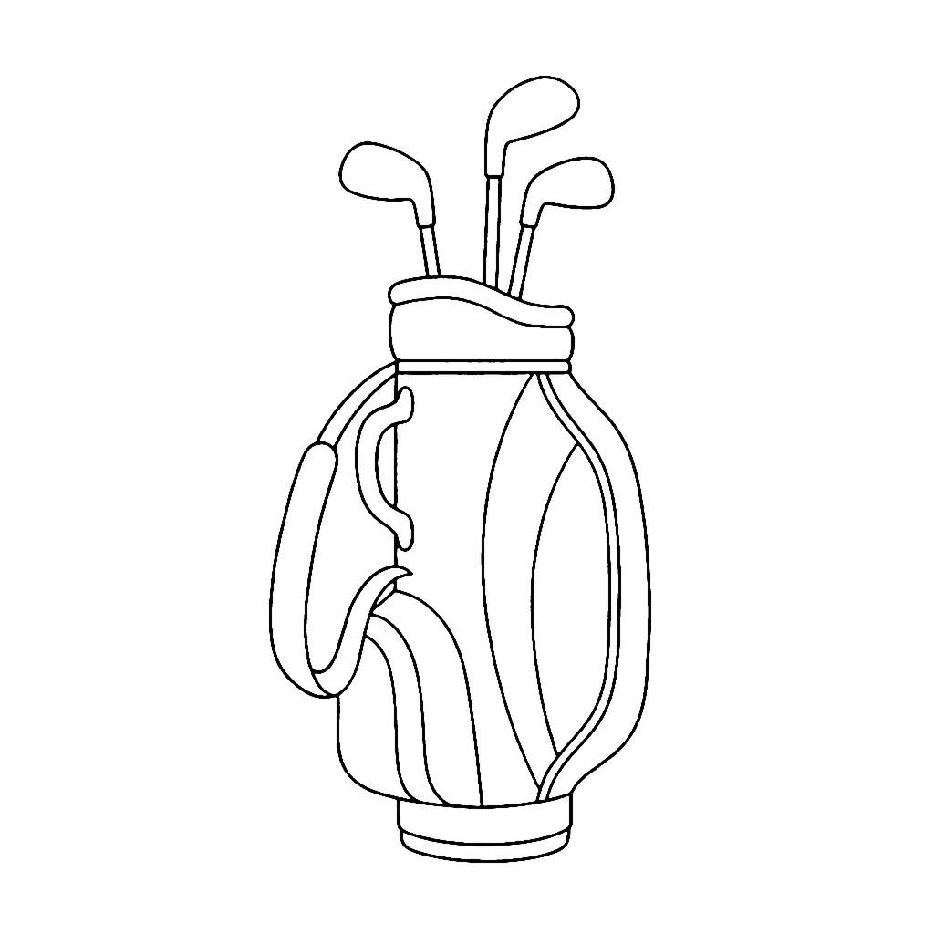 Golf Bag coloring page: Simple Golf Bag, outline to print