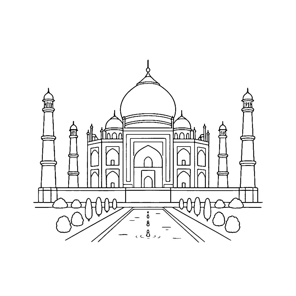 Taj Mahal Garden coloring page outline
