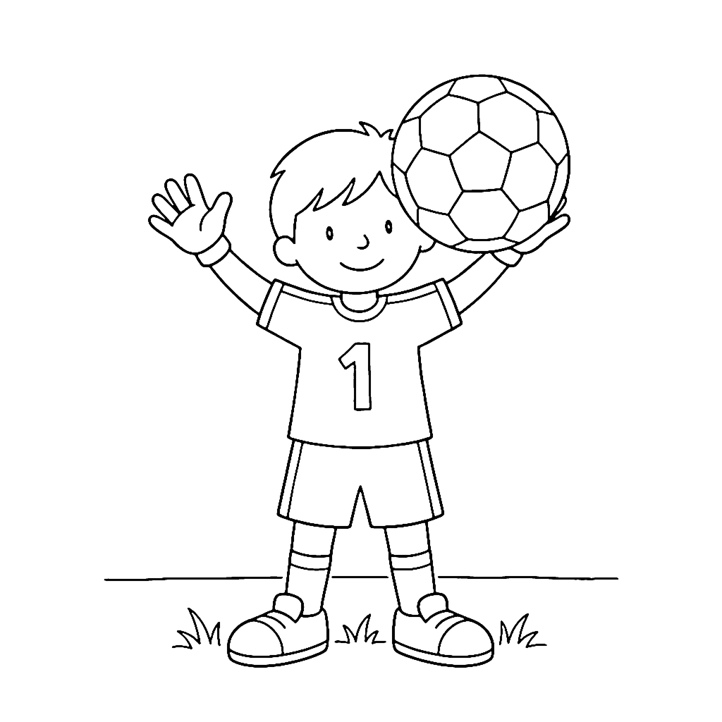 Goalkeeper coloring page: Goalkeeper Catch, outline to print
