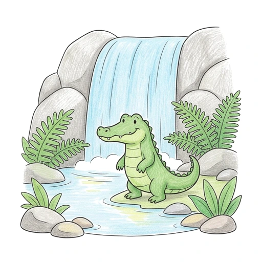 Crocodile Waterfall Pool, colored example