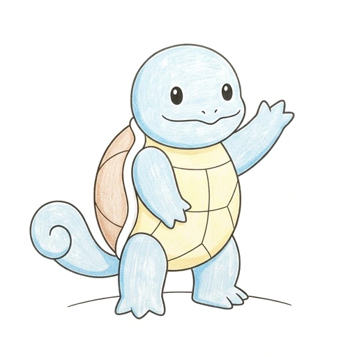 Turtle coloring page: Squirtle Shell Wave, colored example