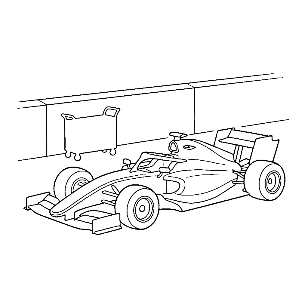 Race Car coloring page: F1 Pit Stop, outline to print