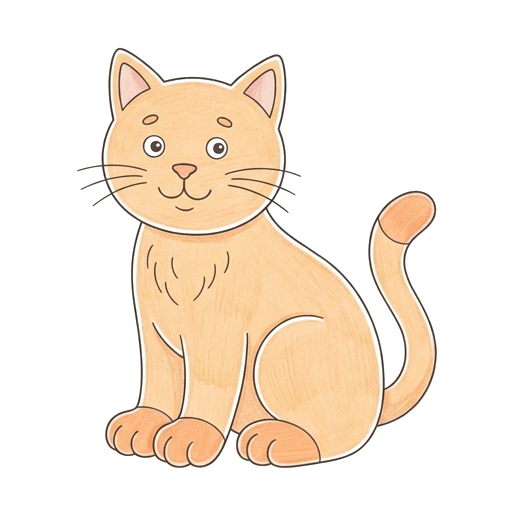Cat coloring page: Big Sitting Cat, colored example