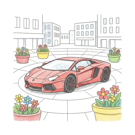 Lamborghini Flower Plaza, colored example