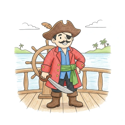 Friendly Pirate Captain, colored example