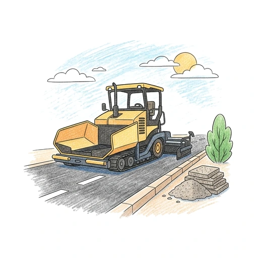 Asphalt Paver Road, colored example