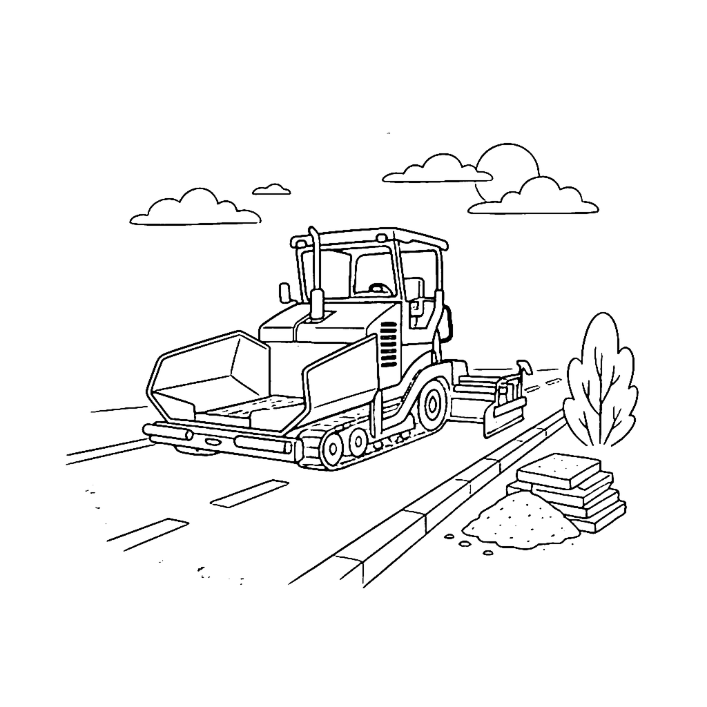 Asphalt Paver Road coloring page outline