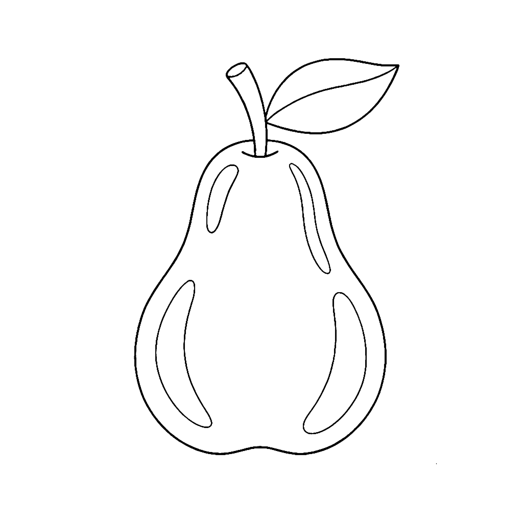 Pear coloring page: Big Juicy Pear, outline to print