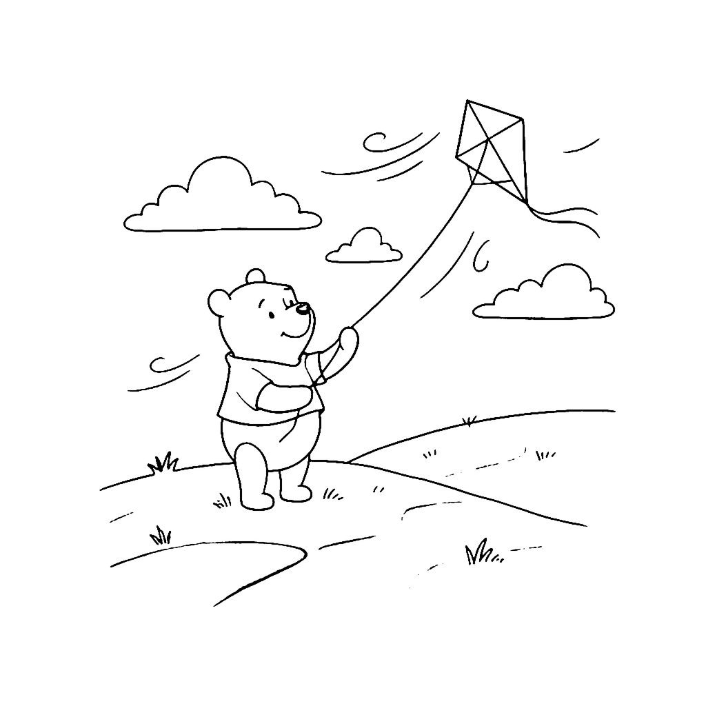 Bear Kite Hill coloring page outline
