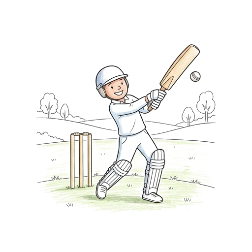 Cricket Batter Swing, colored example