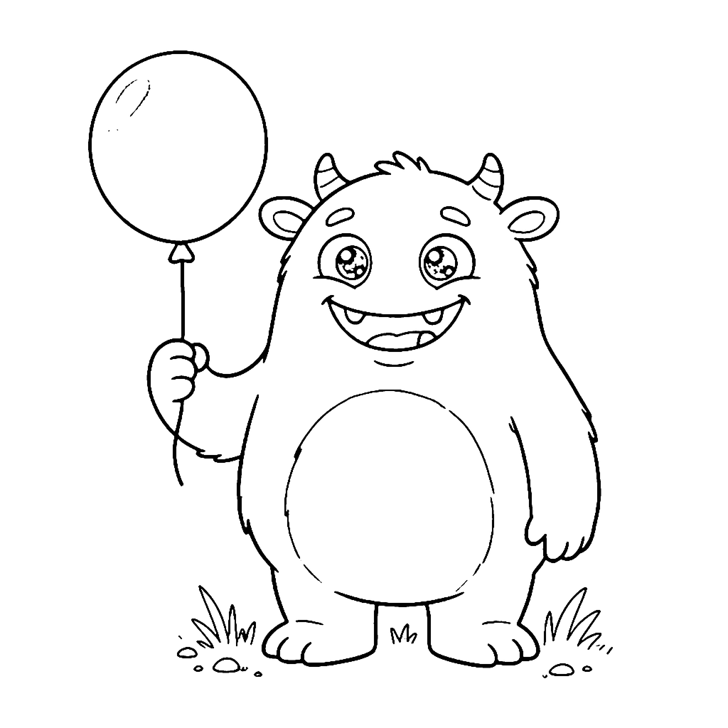 Monster coloring page: Monster With Balloon, outline to print
