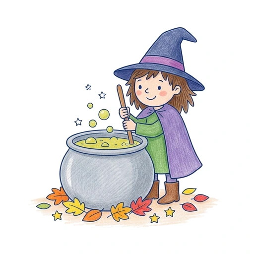 Witch Cauldron Stir, colored example