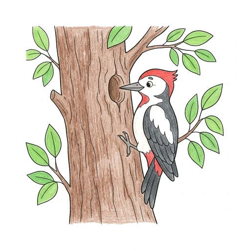 Woodpecker Tree Tap, colored example