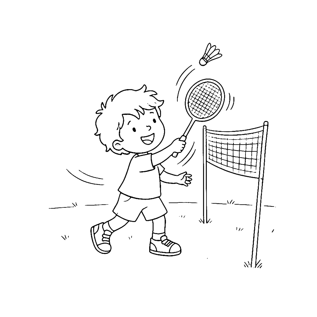 Badminton Net Rally coloring page outline