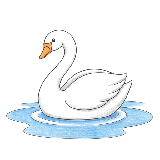 Swan coloring page: Swan Pond Float, colored example