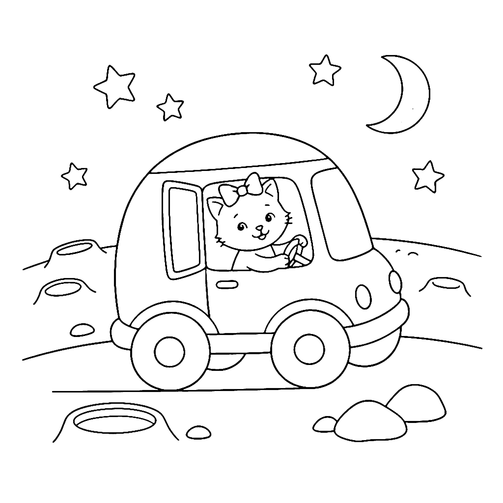 Kitten Moon Rover coloring page outline
