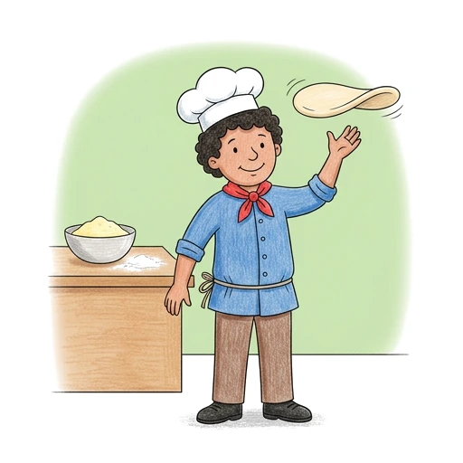 Chef coloring page: Pizza Chef Toss, colored example