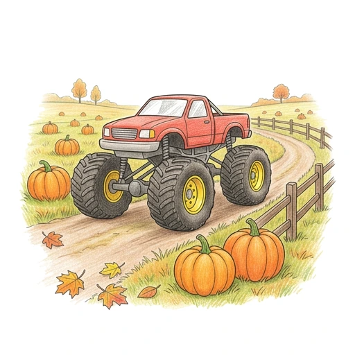 Monster Truck Pumpkin Trail, colored example