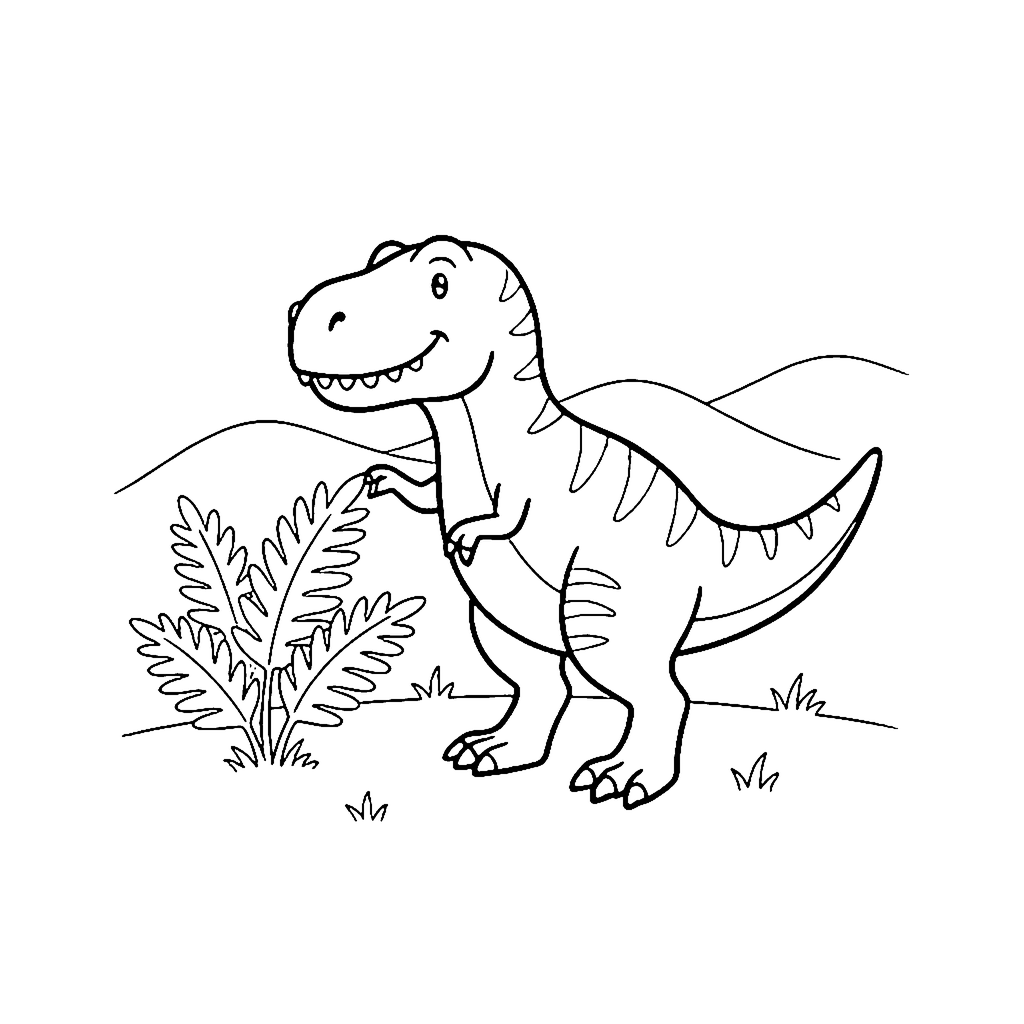 T-Rex Fern Snack coloring page outline