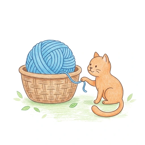 Cat Yarn Basket, colored example