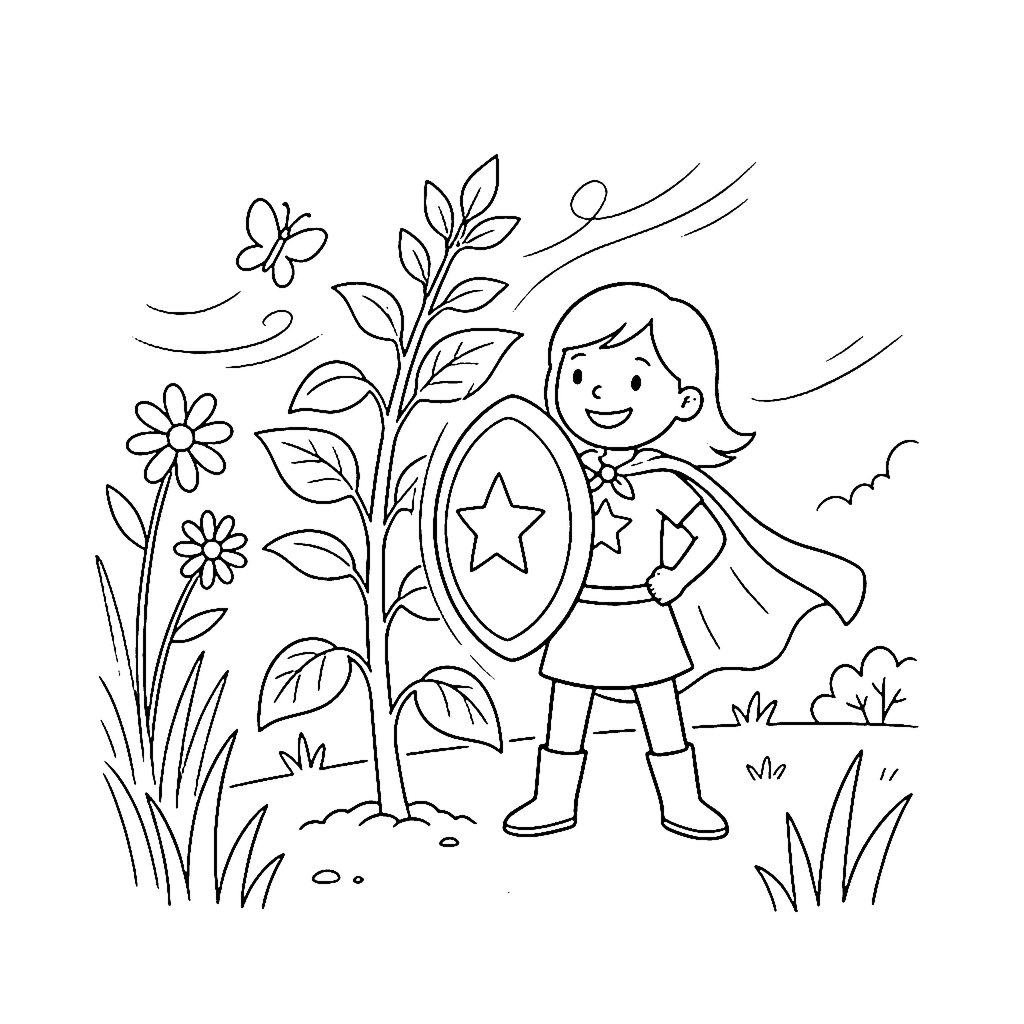 Powerful Garden Guardian coloring page outline