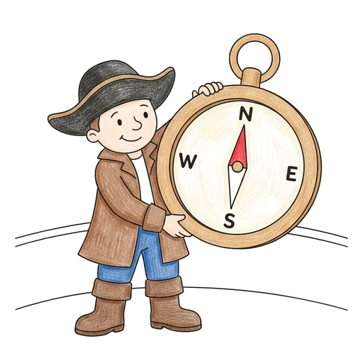 Pirate coloring page: Pirate Captain Compass, colored example