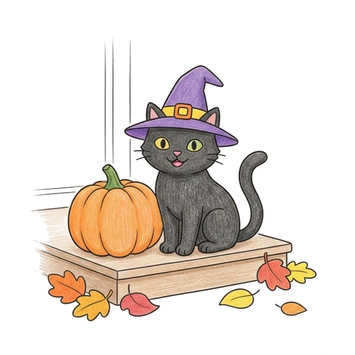 Cat Pumpkin Watch, colored example