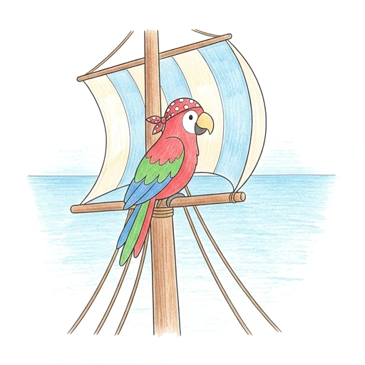 Pirate Parrot Mast, colored example