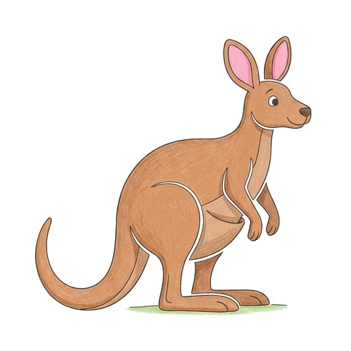 Kangaroo coloring page: Kangaroo Standing Tall, colored example