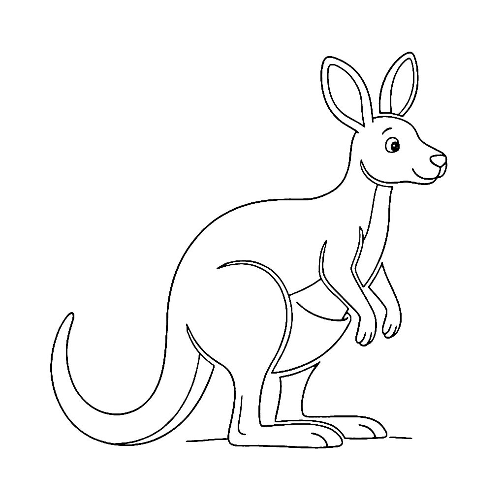 Kangaroo coloring page: Kangaroo Standing Tall, outline to print