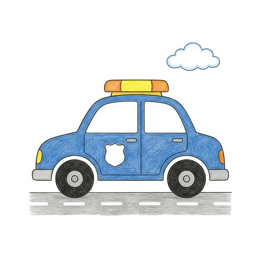 Police Car coloring page: Police Car Patrol, colored example