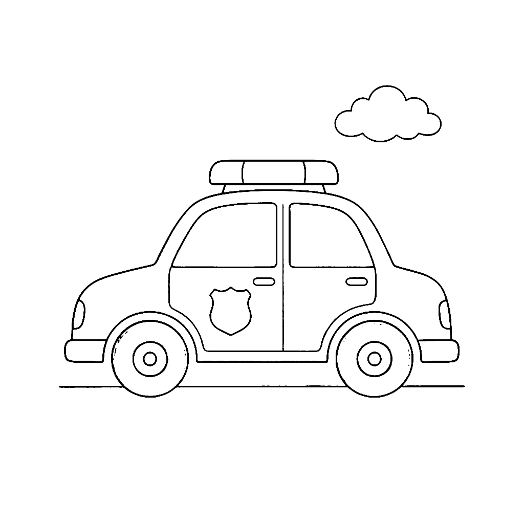 Police Car coloring page: Police Car Patrol, outline to print