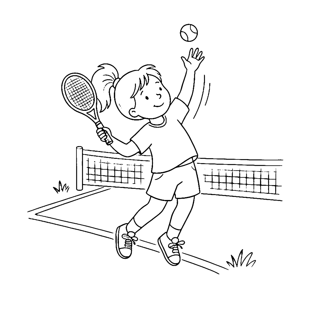 Tennis Serve coloring page outline