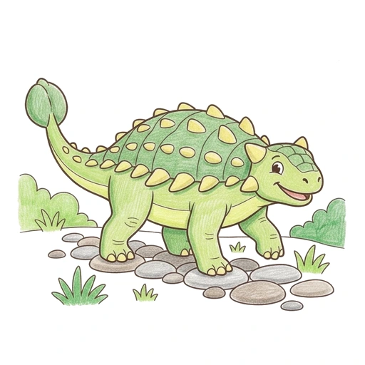Ankylosaurus Pebble Path, colored example