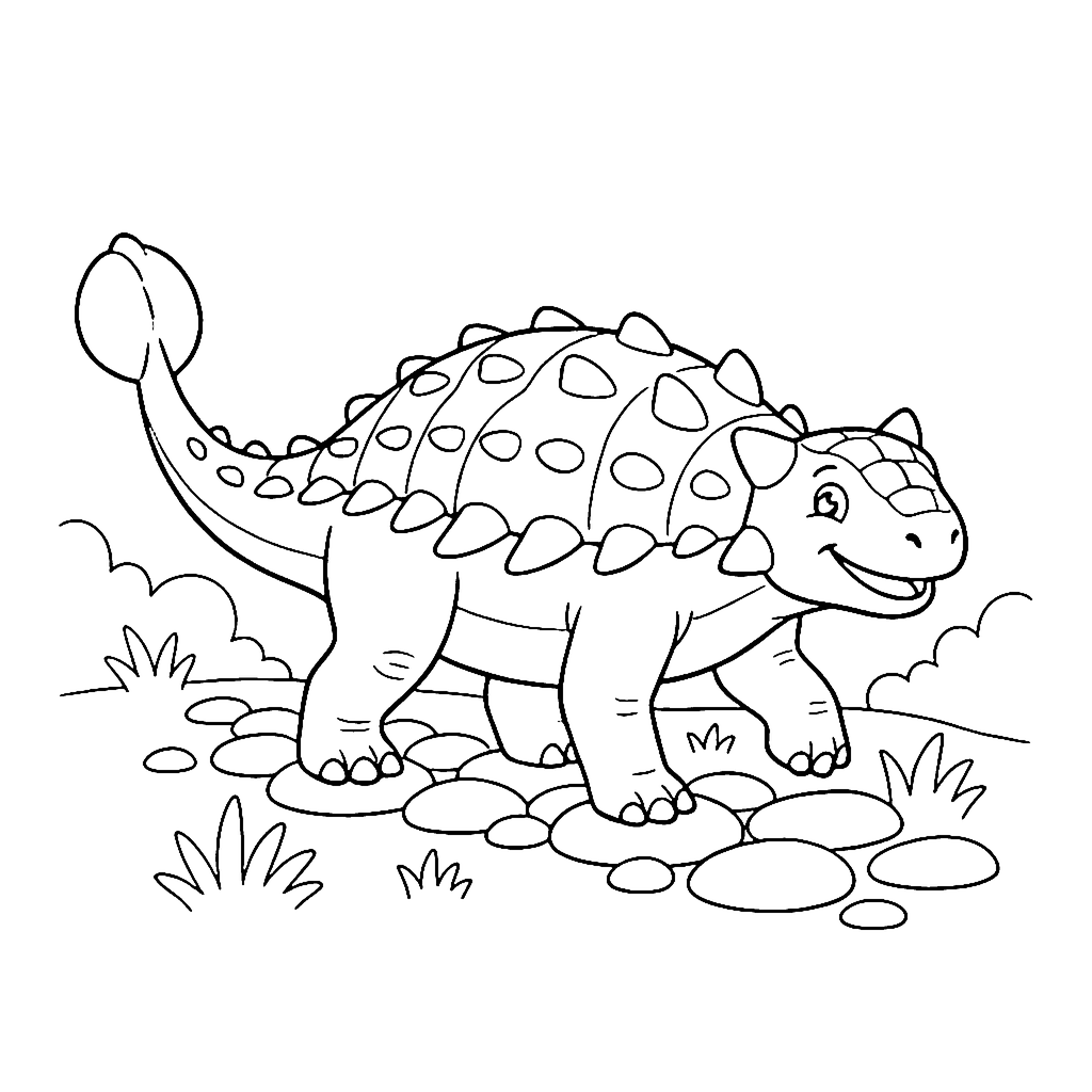 Ankylosaurus Pebble Path coloring page outline