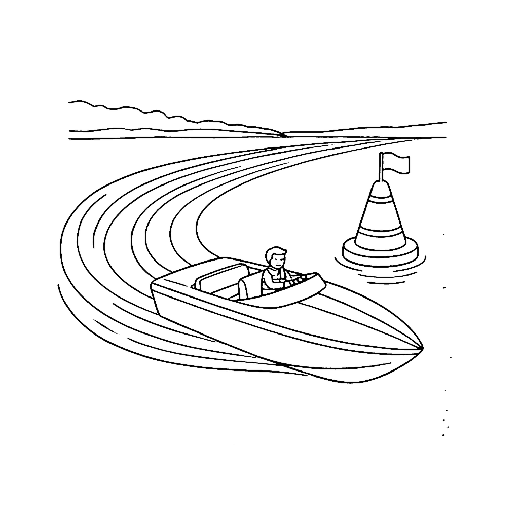 Speedboat Buoy Race coloring page outline