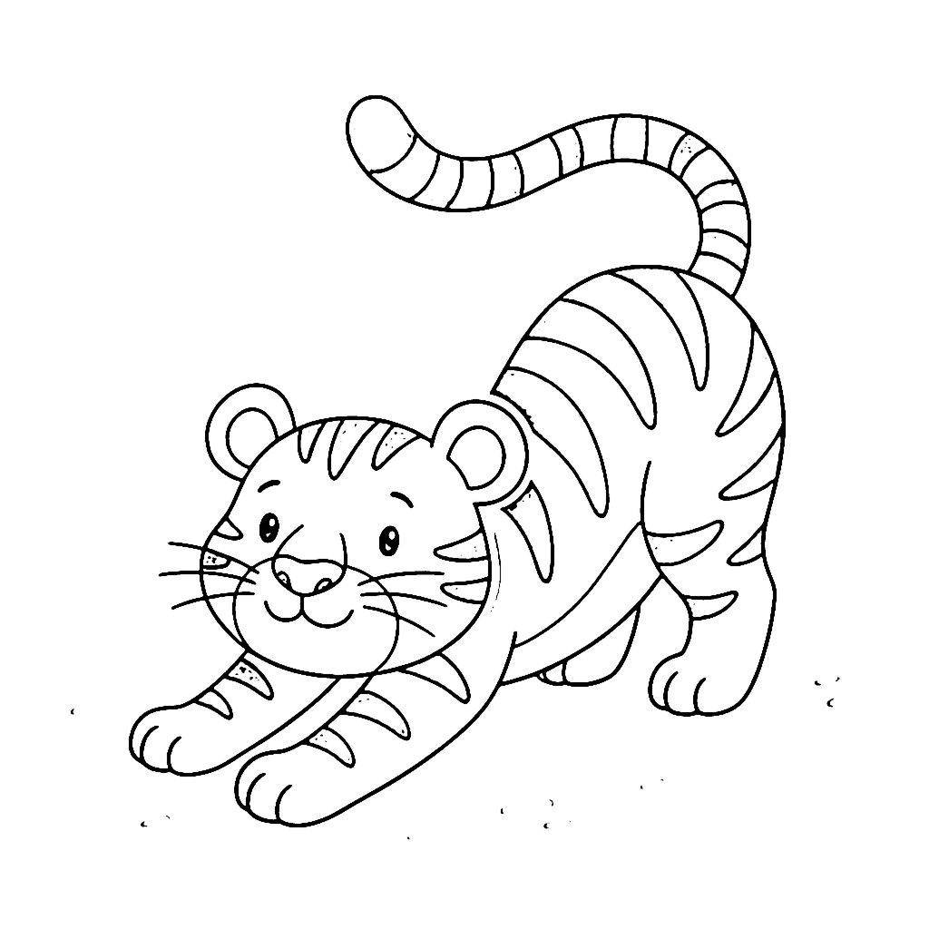 Tiger coloring page: Tiger Stretching Tall, outline to print