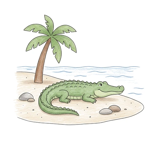 Crocodile Sandbar Rest, colored example