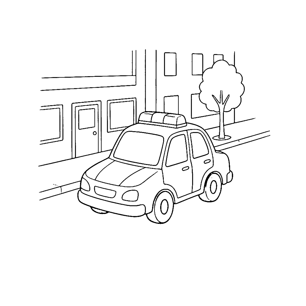 Police Car City Patrol coloring page outline