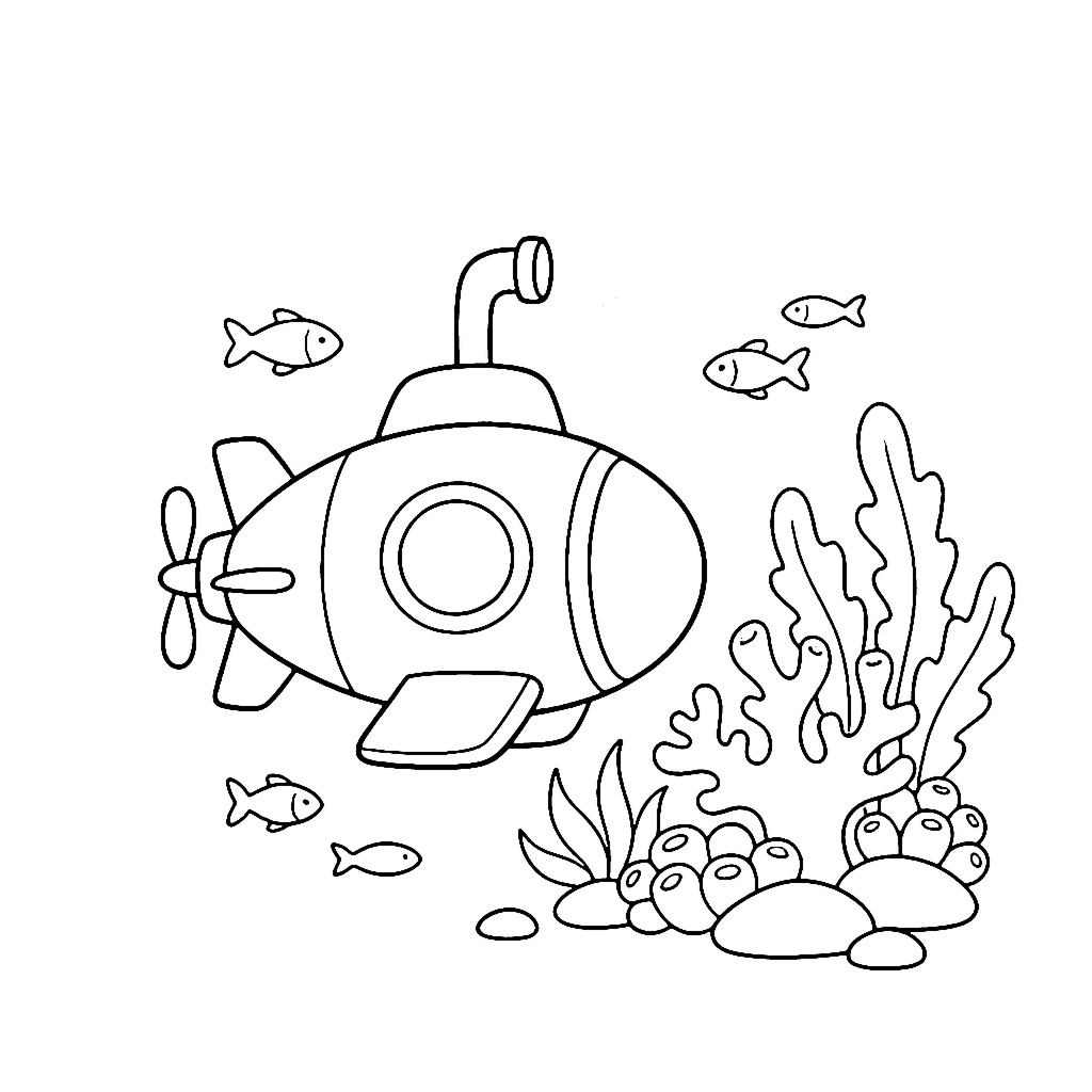 Submarine Coral Survey coloring page outline