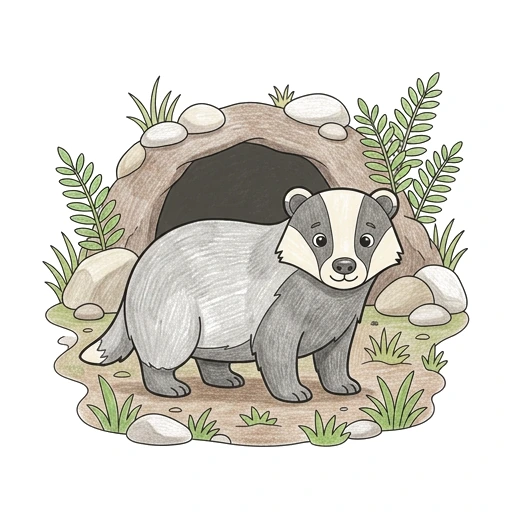 Badger Burrow Visit, colored example