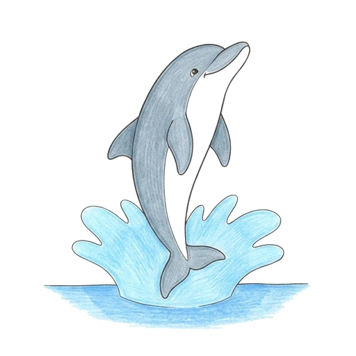 Dolphin coloring page: Dolphin Tail Splash, colored example