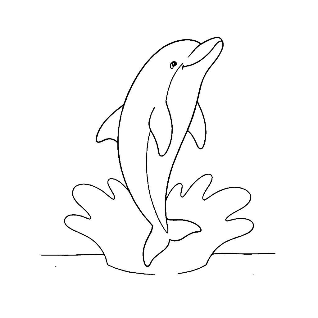 Dolphin coloring page: Dolphin Tail Splash, outline to print
