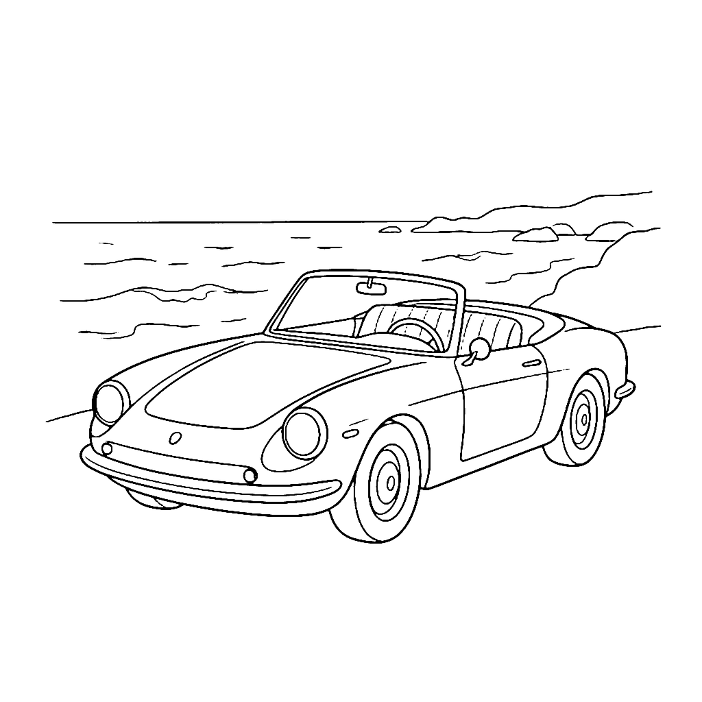Blue Coastal Roadster coloring page outline