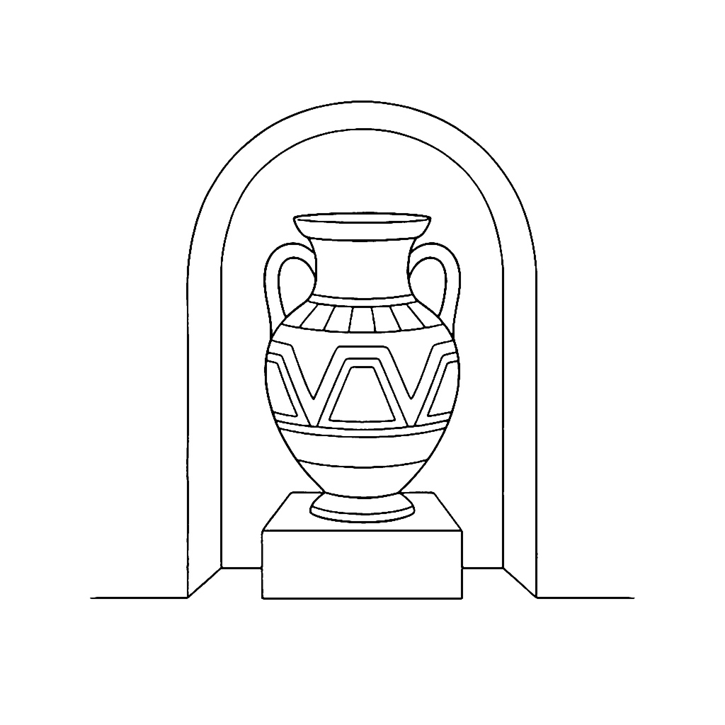 Ancient Vase Display coloring page outline